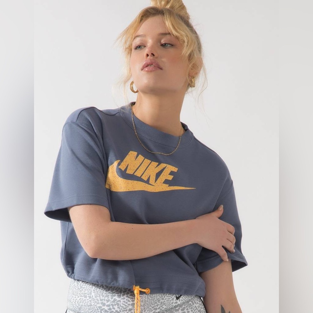 Nike Icon Clash Cropped Sweatshirt Short Sleeve Top Size 1X